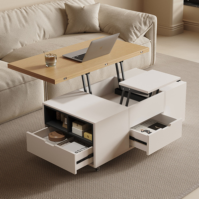 帕美迪多功能小户型茶几升降折叠简约家用饭桌一体客厅移动桌餐桌