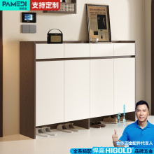 鞋柜家用门口实木收纳一体靠墙柜子2025新款入户大容量定制储物柜