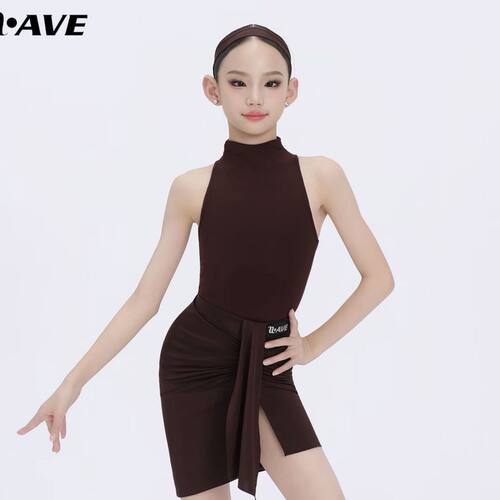 WAVE未午少儿分体拉丁舞服【高定独白】女童春夏短袖国标练习套装