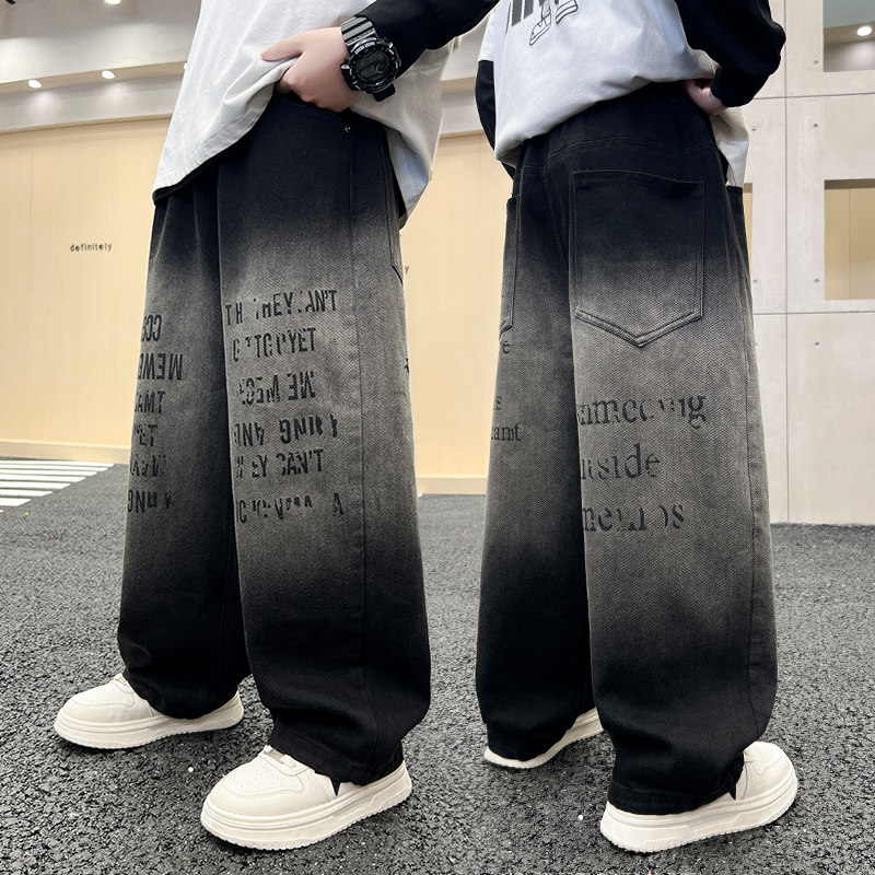 男童破洞牛仔裤软牛仔网红青少年儿童牛仔裤