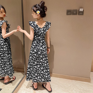 小众小翠花ins风夏潮简约儿童夏装 女童连衣裙夏季 潮范甜酷超仙