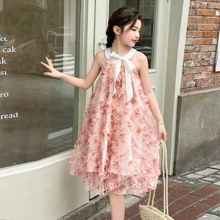 超好看休闲时髦ins风夏款 女童连衣裙夏季 碎花裙韩系酷帅流行韩范