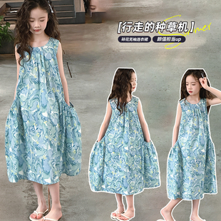 大童连衣裙夏淑女碎花裙搭配ins风夏装 舒服甜酷 时尚 森系潮宝童装