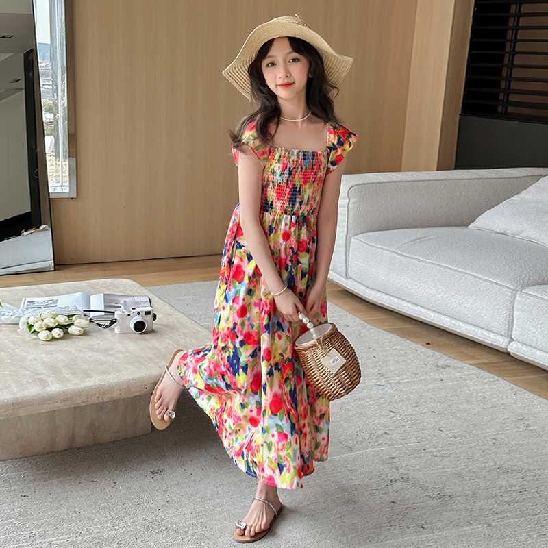 少女森系连衣裙夏女童童装女孩流行ins风服装洋气舒服儿童2025