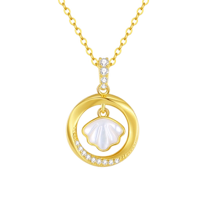 周大生一贝子银S925莫比乌斯项链纯银女贝壳吊坠锁骨链生日礼物