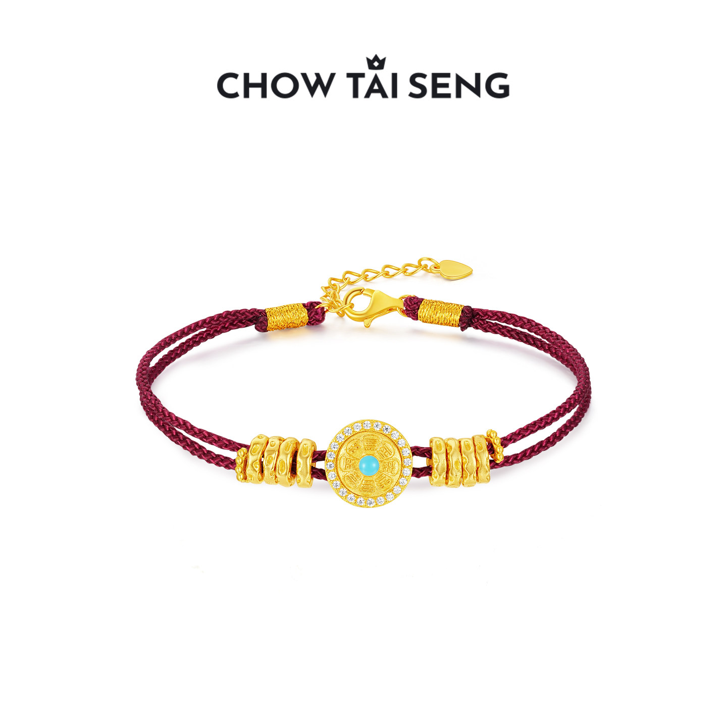 周大生财绕八宝手链银女编绳国风手饰新中式本命年生日礼物