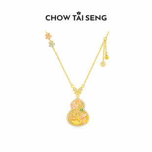 周大生好运福禄锦鲤项链S925纯银高级感国风锁骨链生日礼物送女友