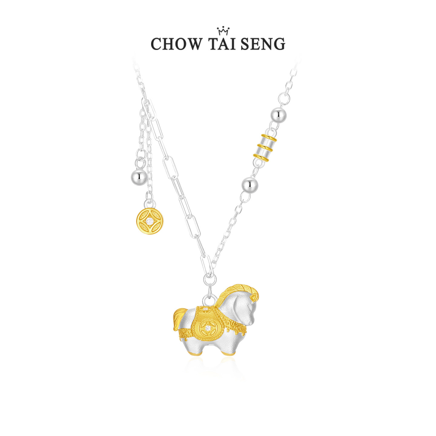 周大生生肖马项链S925银女锁骨链轻奢高级感本命年生日礼物送女友