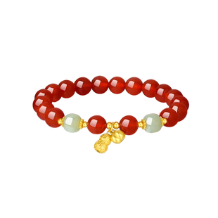 周大生好柿花生红玛瑙手串纯银国风设计感手链女本命年礼物送女友