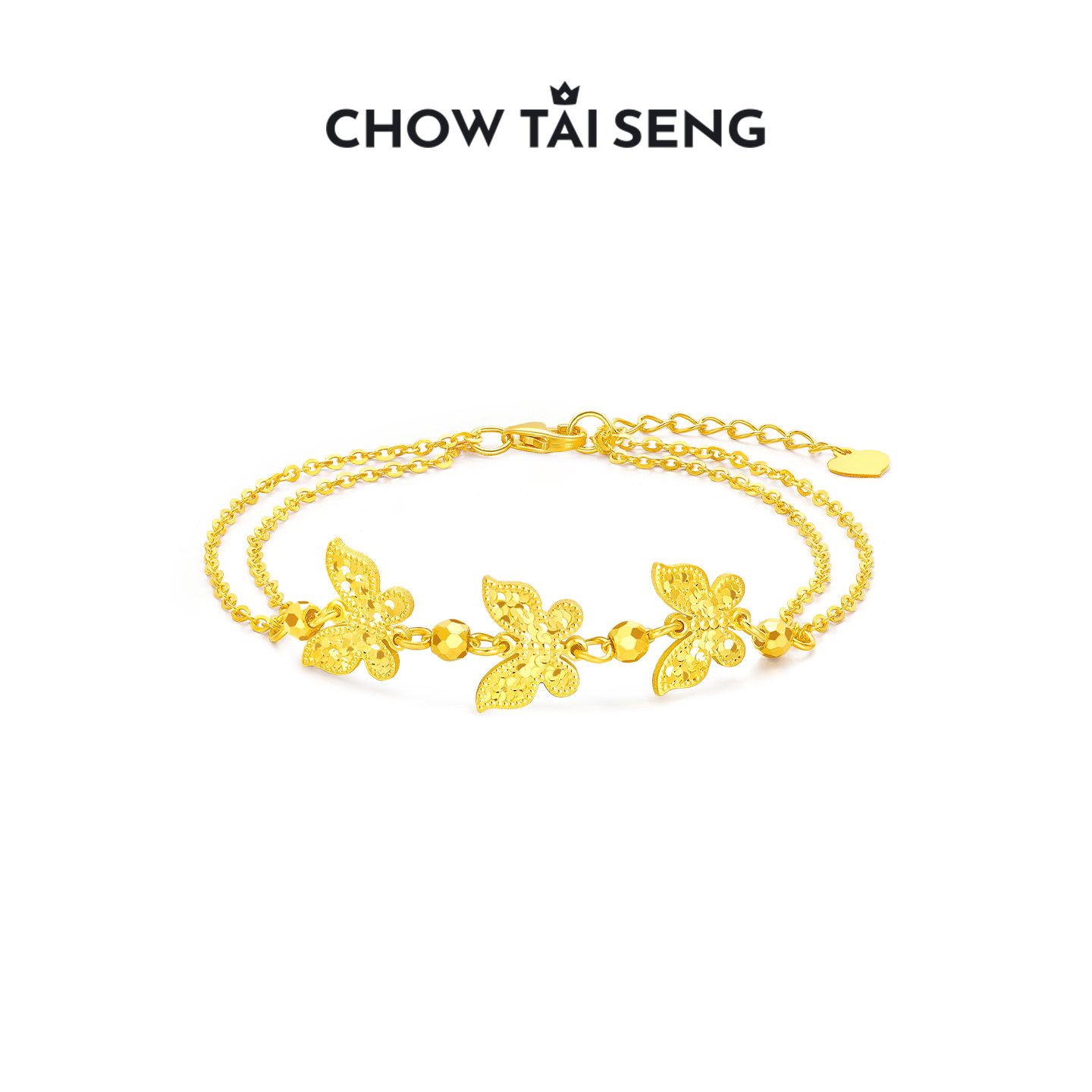 周大生流光闪蝶碎碎冰手链女纯银S925轻奢高级手饰生日礼物送女友