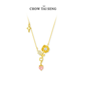 周大生浪漫黄玫瑰项链女纯银女生轻奢设计高级首饰生日礼物送女友