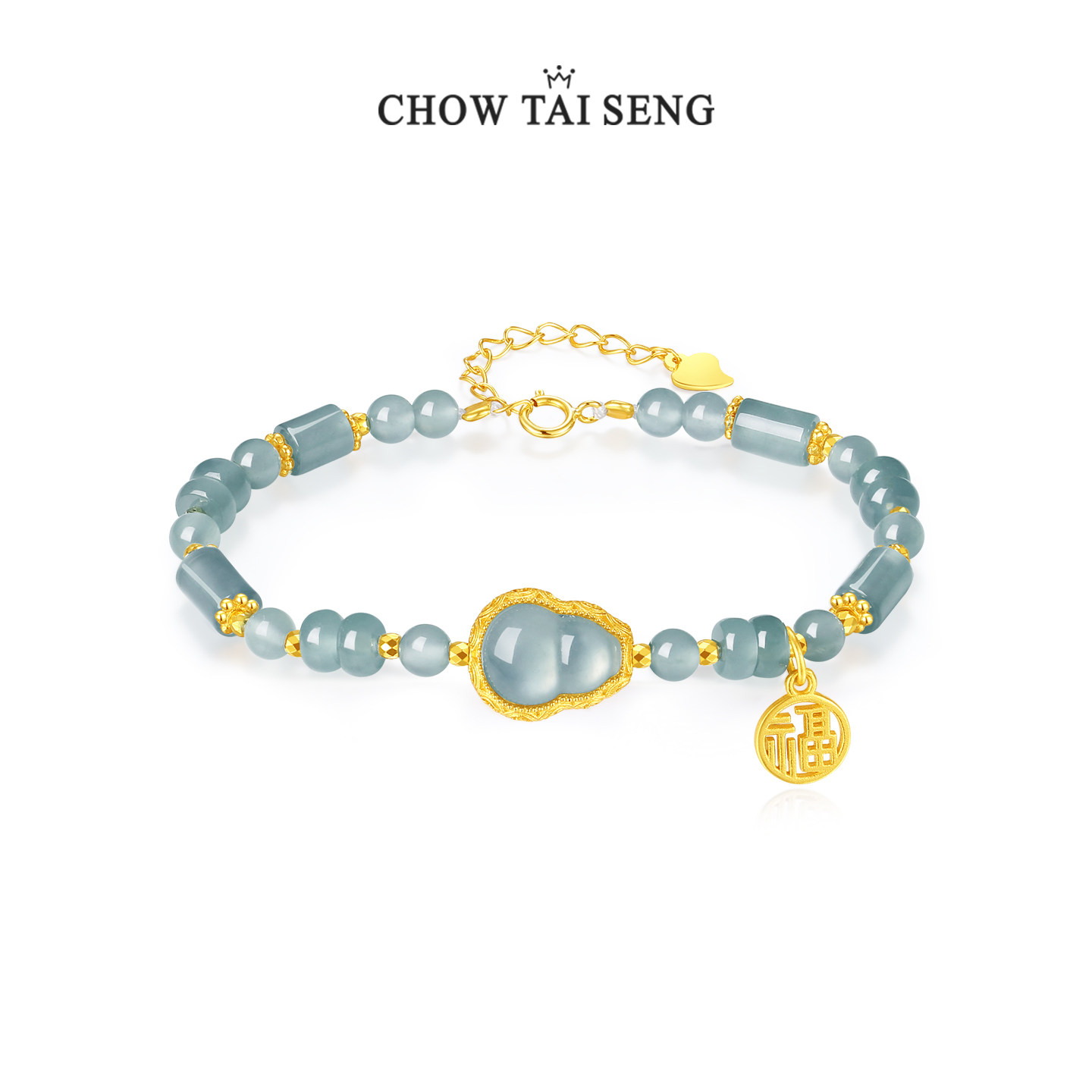 周大生S925银女翡翠手串国风轻奢高级感本命年手链生日礼物送妈妈