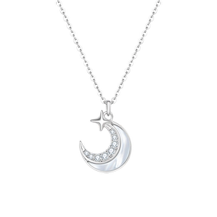 周大生DC白月光星月项链纯银S925贝壳设计感锁骨链生日礼物送女友