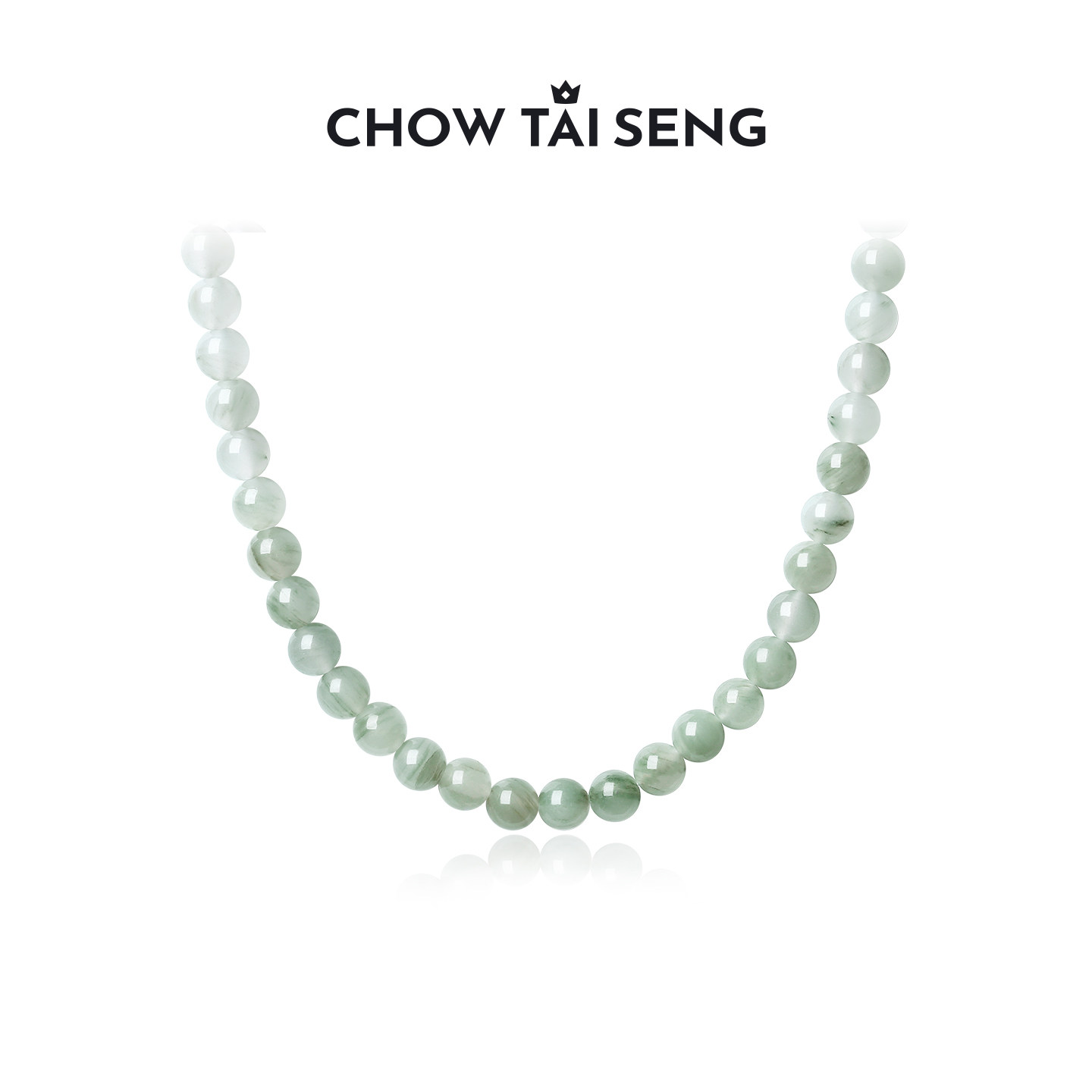 周大生碧水烟波天山翠S925纯银手工串珠项链首饰品送长辈生日礼物