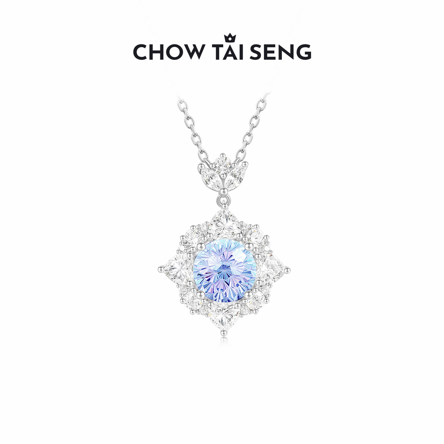 周大生S925纯银璀璨烟火项链轻奢小众高级感锁骨链生日礼物送女友