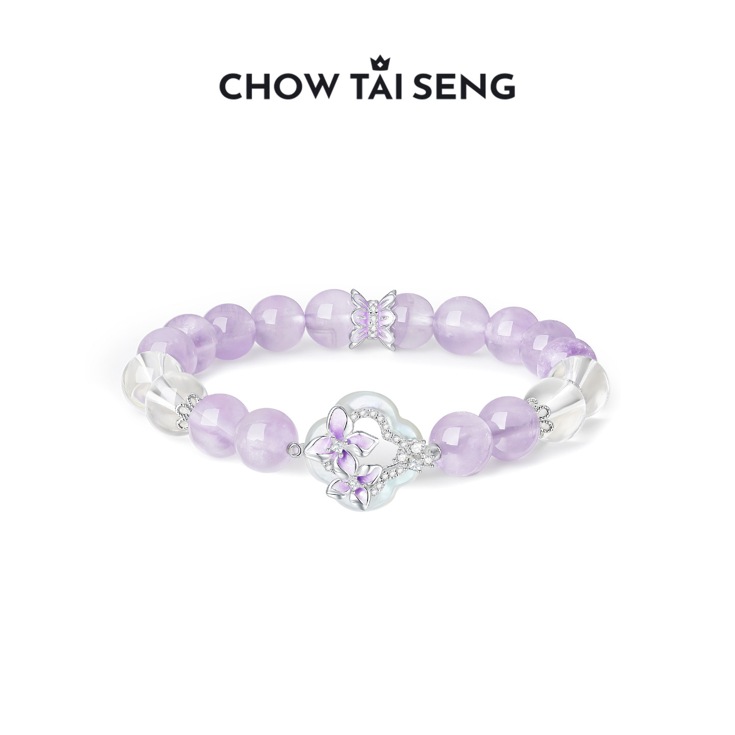 周大生东方紫藤系列手串S925纯银手链女水晶高级感生日礼物送女友