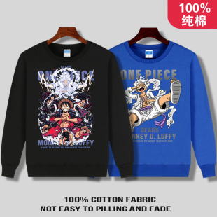 海贼王长袖 piece联名儿童尼卡路飞索隆航海王加绒卫衣服 t恤男one