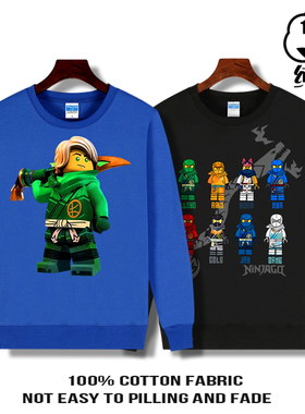 乐高幻影忍者加绒衣服长袖t恤男童LEGO Ninjago宽松儿童卫衣套装