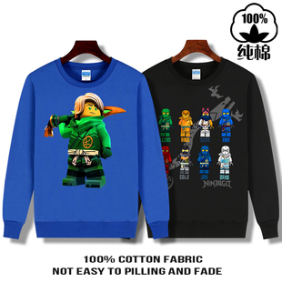 乐高幻影忍者加绒衣服长袖t恤男童LEGO Ninjago宽松儿童卫衣套装