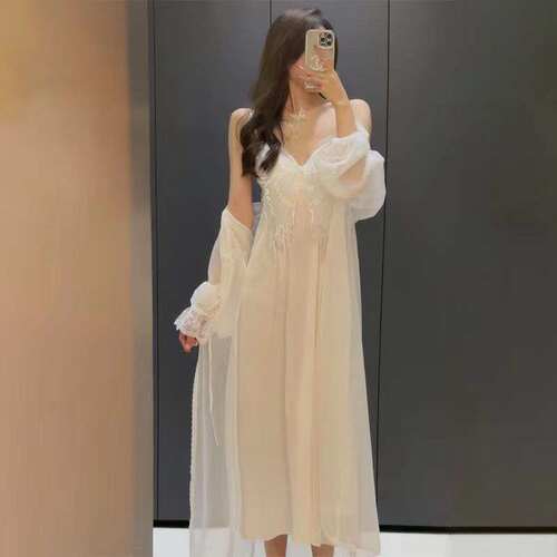 仙女蝴蝶结长款性感夏季新款带胸垫纯欲风