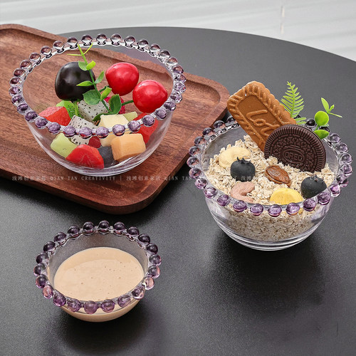 透明珠边玻璃甜品碗火锅蘸料碟