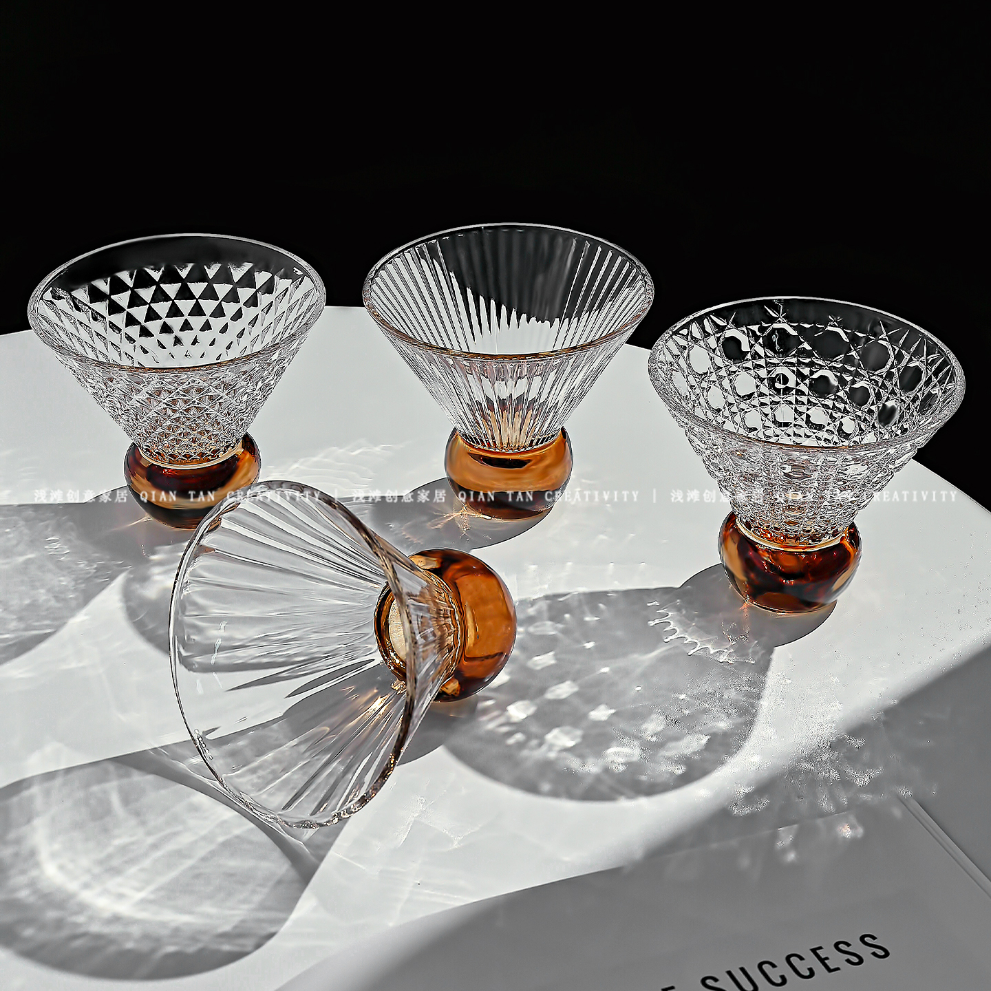 中古风三角雪糕高颜值玻璃杯创意