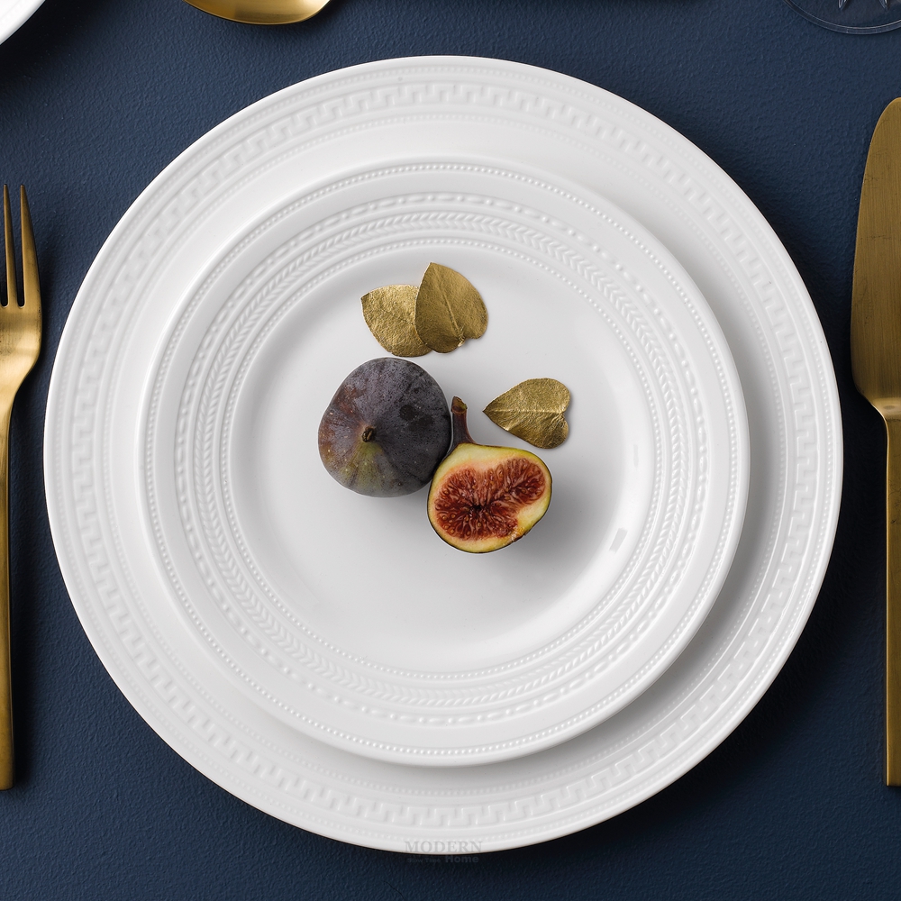 玮致活西餐盘骨瓷意大利浮雕碗