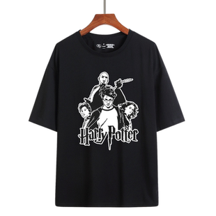 哈利波特纯棉T恤短袖HarryPotter格魔法学院男女情侣半袖上衣服