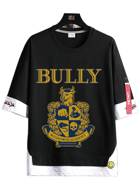 R星单机游戏恶霸鲁尼Bully周边ROCKSTAR短袖T恤男女夏季纯棉衣服