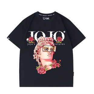 jojo联名t恤短袖日系复古动漫JOJO的奇妙冒险男女纯棉半截袖衣服