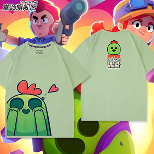 荒野乱斗BrawlStars宙斯红拇指动漫周边短袖T恤男女上衣纯棉衣服