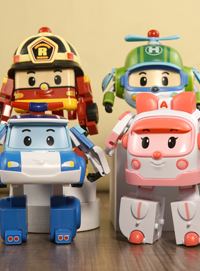 变形珀利警长玩具poli警车安巴救护车罗伊消防救援队儿童男孩汽车