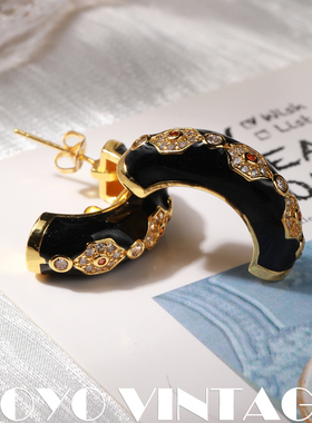 宴语s925银针复古风中古Vintage欧美意大利手工法式轻奢女款耳钉