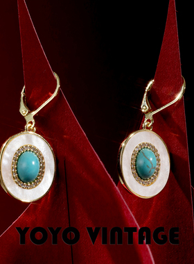 蓝天复古风轻奢百搭简约气质设计感vintage中古女款超仙耳钉耳坠