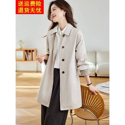 中长款风衣女装2025春秋新款今年流行爆款超火小个子时尚休闲外套