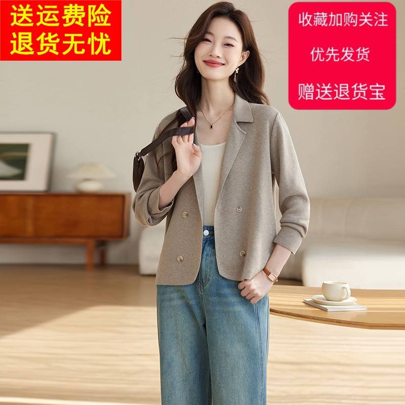 小香风针织外套女2025年秋冬新款小个子毛衣外搭短款西装开衫