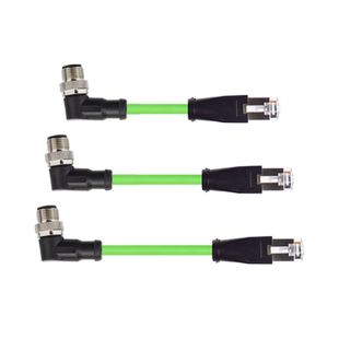 profinet/EtherCat网线高柔双屏蔽M12-4蕊弯头转RJ45工业通信线缆