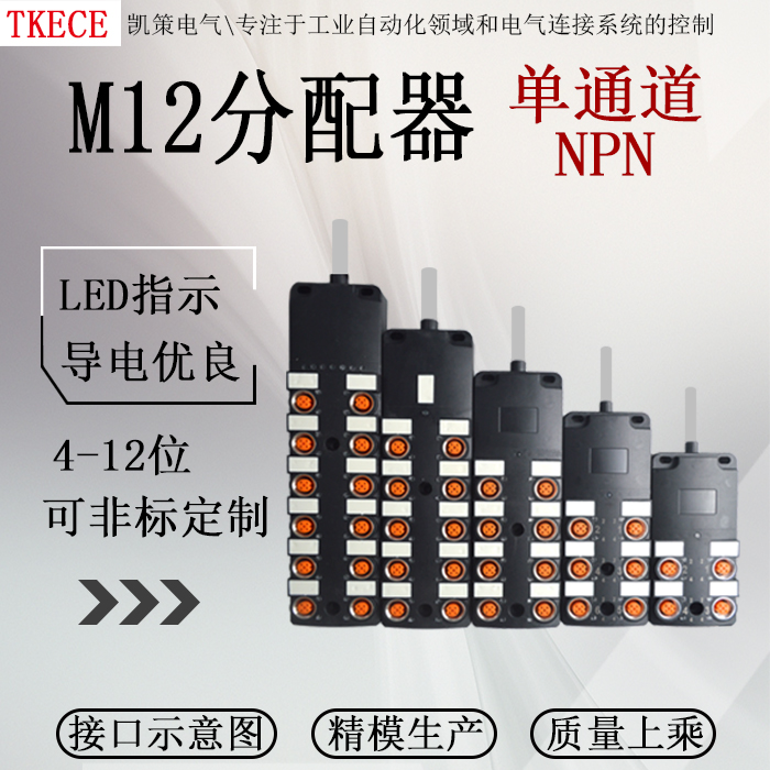 引线式8位m12传感器中央npntkece