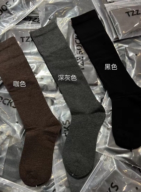 秋季新品极简小腿袜女日系百搭jk灰色及膝袜美腿显瘦堆堆袜长筒袜