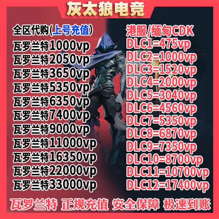 valorant瓦罗兰特港服vp点数充值 无畏契约 香港区 激活码 CDK