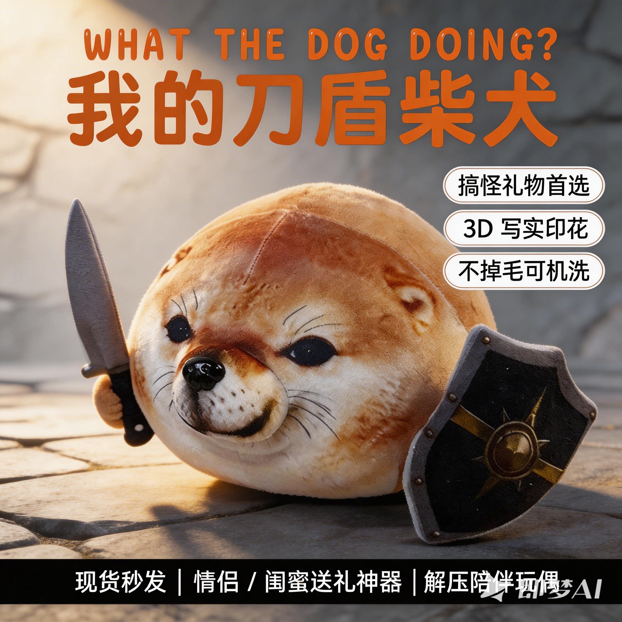 我的刀盾狗玩偶公仔抱枕搞怪抽象生日礼物女生送闺蜜男朋友小实用