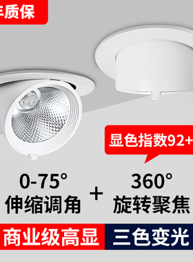 cob象鼻灯led射灯嵌入式天花灯家用客厅可调角度店铺商用牛眼筒灯