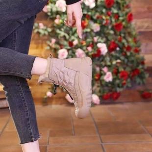 地靴女025新款冬季2加绒加增厚百搭复古厚底高款防雪滑保暖棉鞋女