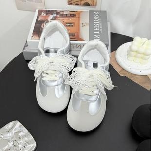 银色训鞋 百搭奢闲板鞋 休女2052秋新款 小众女鞋 蕾丝小白鞋 轻德美式