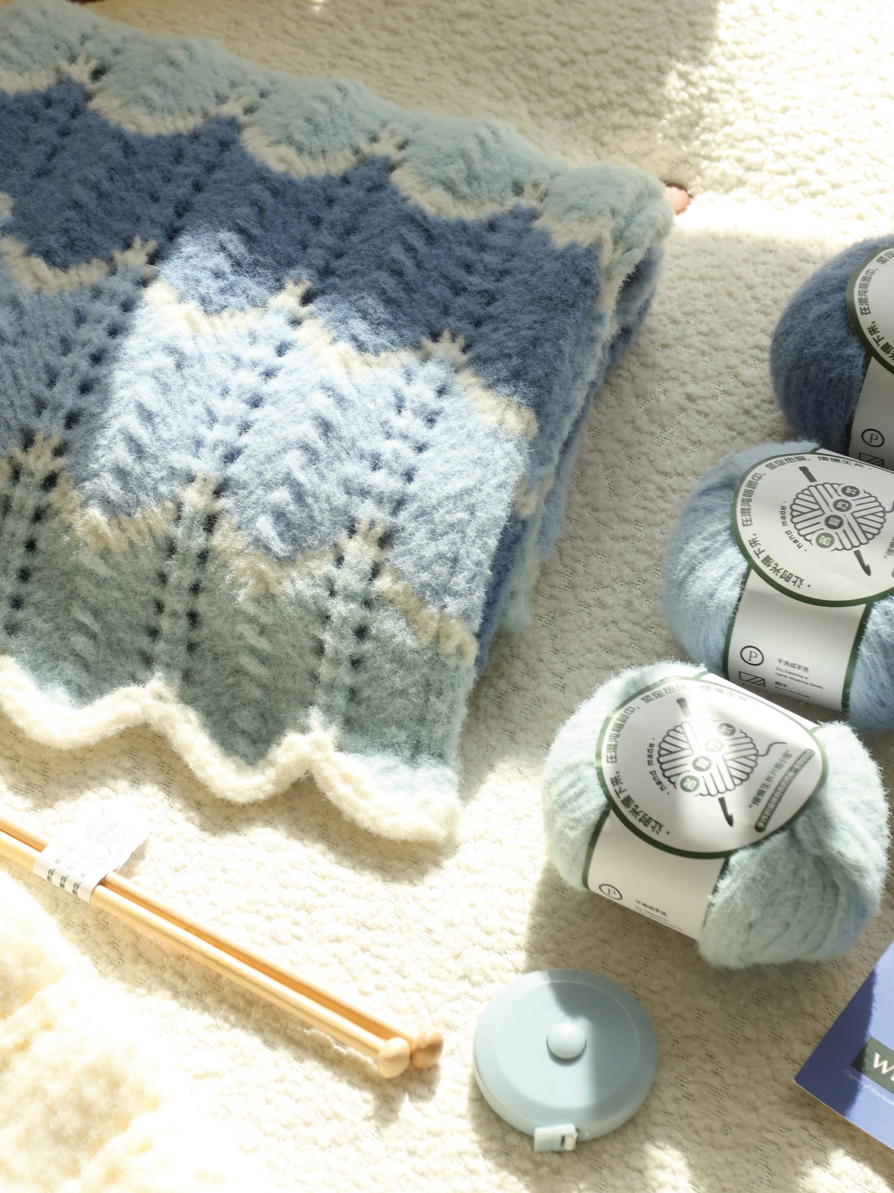 美拉德秋冬围巾原创编织材料包波