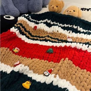 【高质量】手工编织超简单圣诞毯子毛毯diy材料包送女友创意礼物