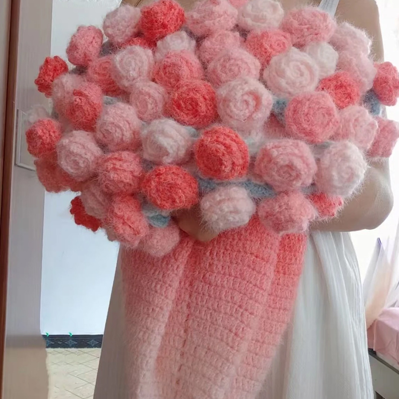 新款梦幻渐变玫瑰花毯diy