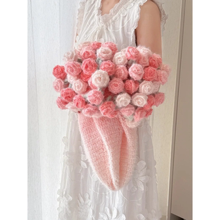 手工diy玫瑰花束毯子毛线钩针编织材料包魔法球丁达尔勾针织礼物