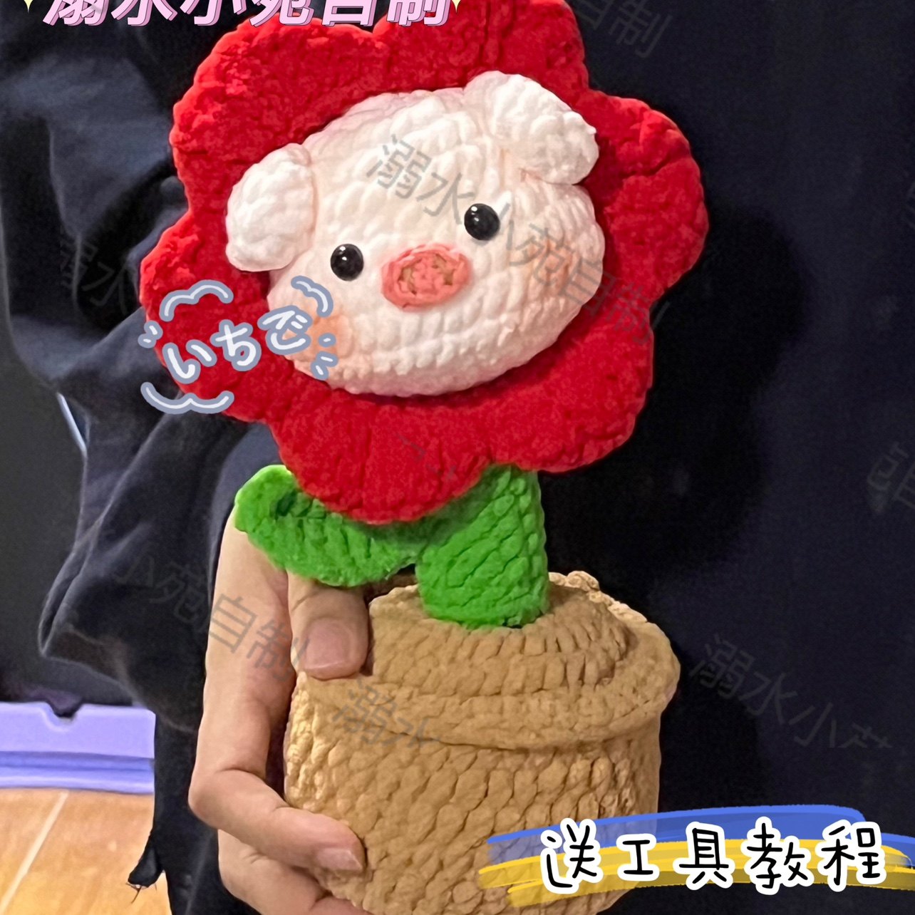 溺水小苑自制花朵猪盆栽冰条线可