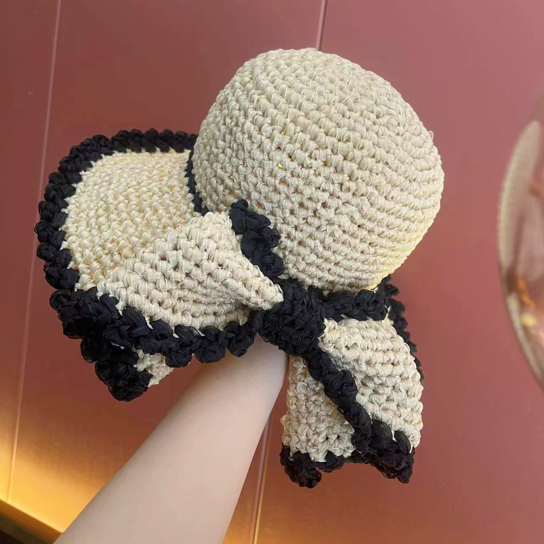 爱米手工编织丝带钩针遮阳防晒渔夫帽diy材料包